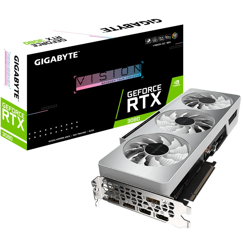 Видеокарта Gigabyte GeForce RTX 3080 VISION OC 10G (GV-N3080VISION OC-10GD), 10 GB/ 320 Bit/ GDDR6X