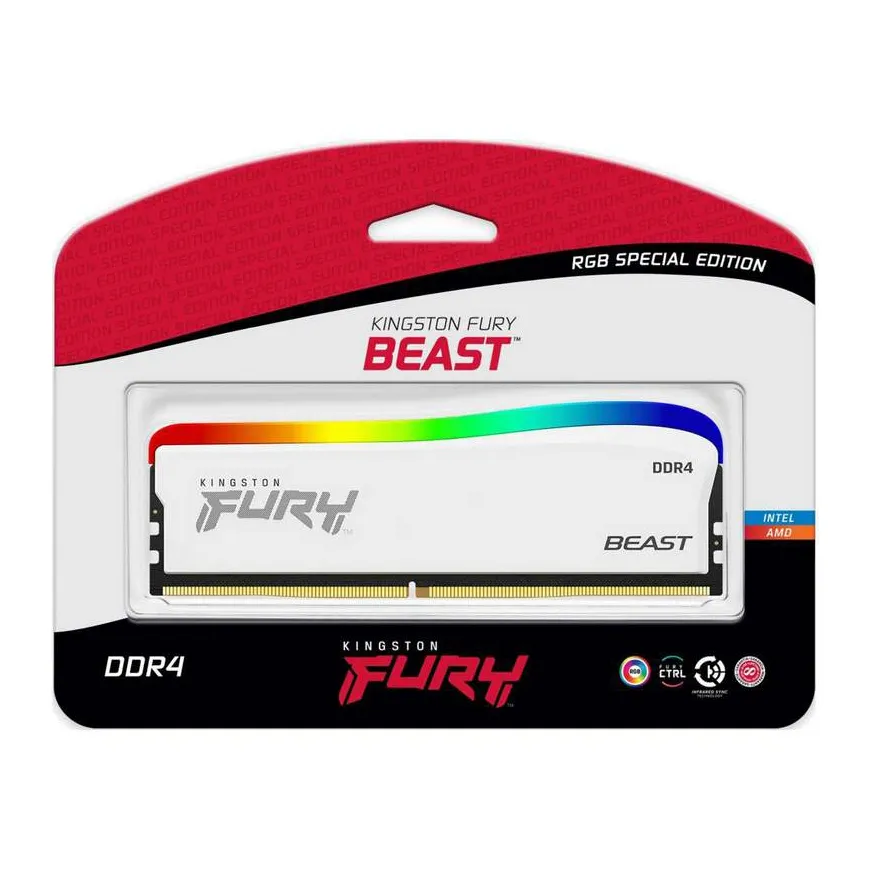 Оперативная память 8Gb Kingston Fury Beast White RGB KF432C16BWA/8