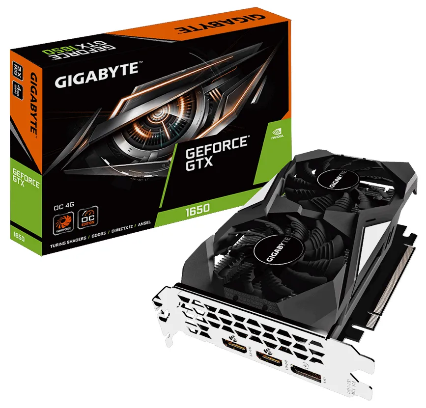 Видеокарта 4Gb Gigabyte GTX1650 WINDFORCE OC GV-N1650WF2OC-4GD
