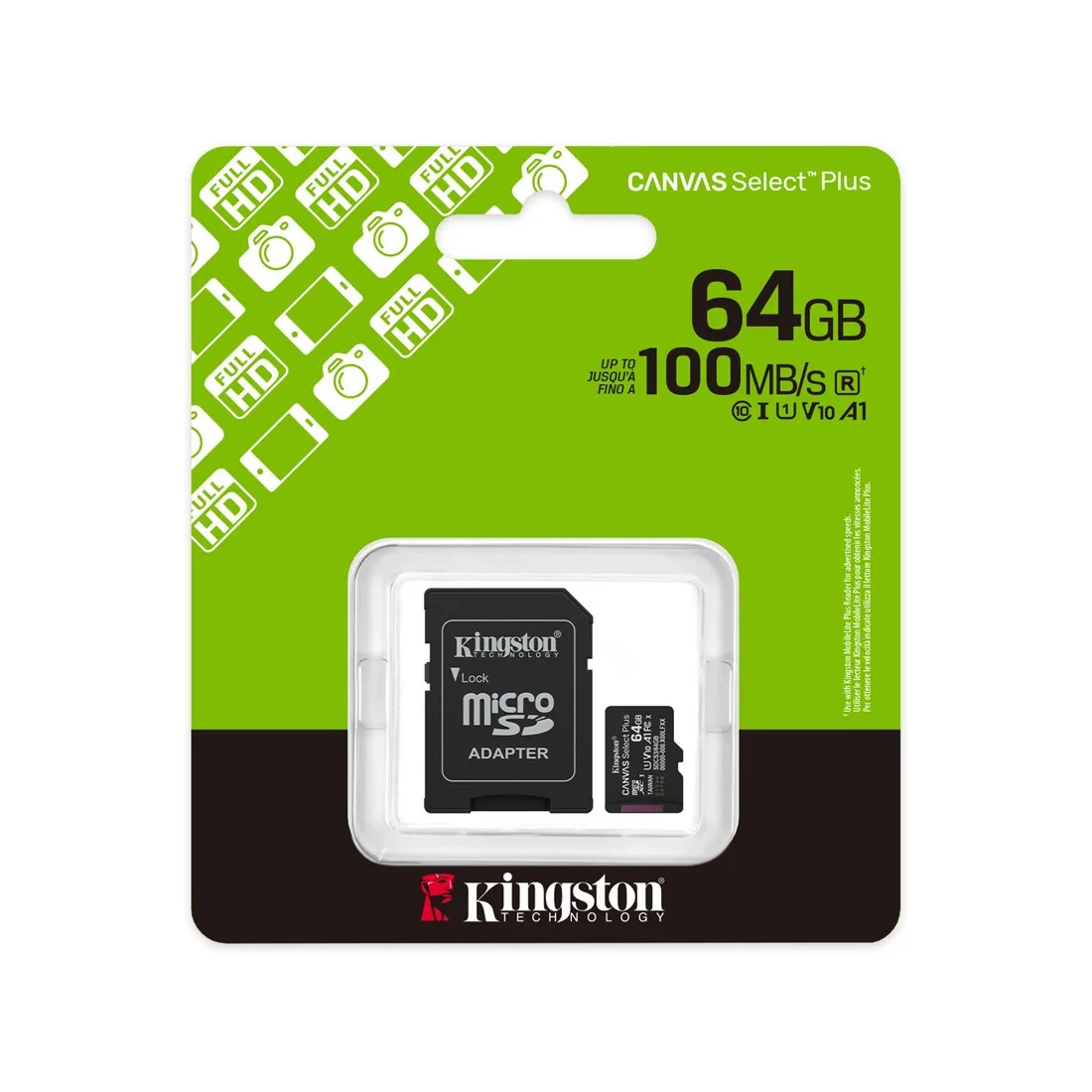 Карта памяти MicroSD 64GB Class 10 UHS-I Kingston SDCS3/64GB