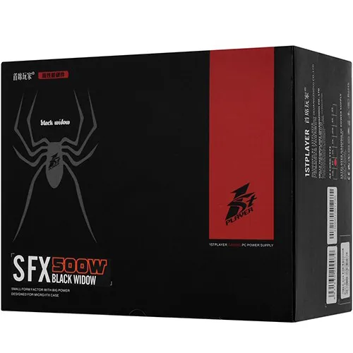 Power supply SFX 1st Player BLACK WIDOW  (GPK500S-FX), 500W, APFC, 120cm fan, 80+