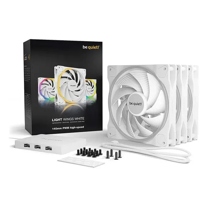 Кулер для корпуса Bequiet! Light Wings 140mm PWM high-speed Triple-Pack White
