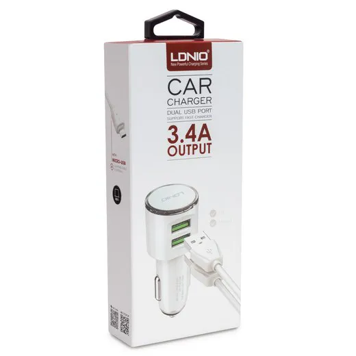 Автомобильное зарядное устройство LDNIO DL-C29 2*USB Type-C Белый