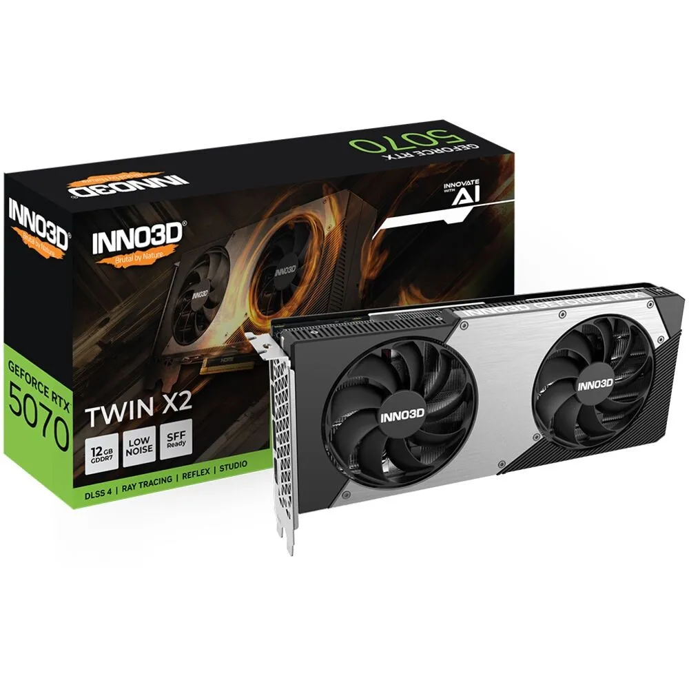 Видеокарта 12Gb Inno3D RTX5070 TWIN X2 OC N50702-12D7-195064N, 12G GDDR7 192-bit 1xHDMI 3xDP N50702-12D7X-195064N
