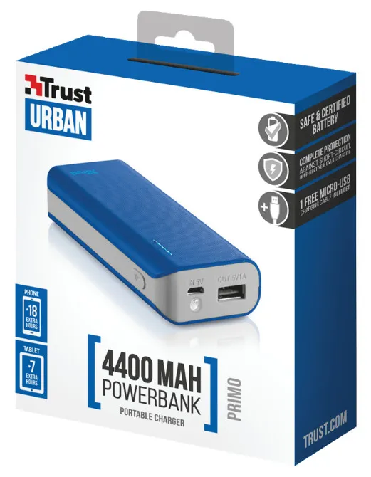 Внешний аккумулятор Trust PRIMO Blue 4400 mAh