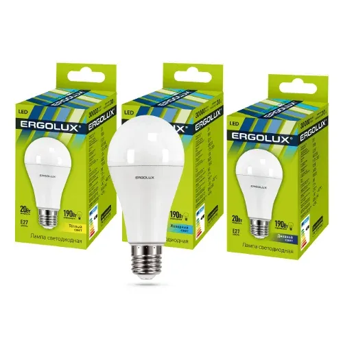 Эл. лампа светодиодная Ergolux LED-A65-20W-E27-6K, Дневной
