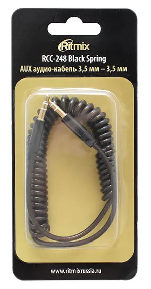 Аудиокабель Ritmix RCC-248 Black Spring, 1m, Черный