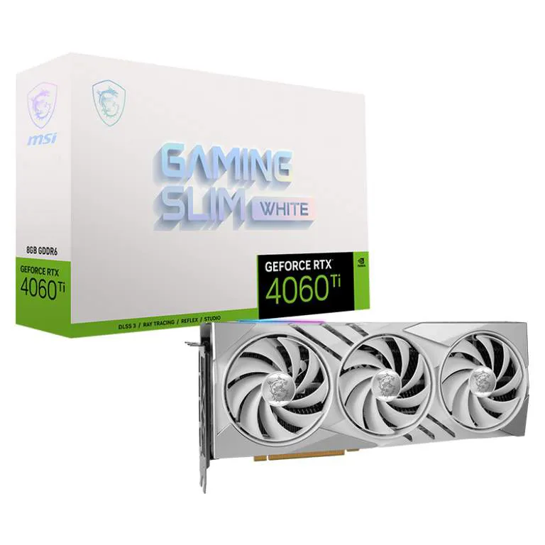 Видеокарта 8Gb MSI RTX 4060 TI GAMING SLIM WHITE 8G