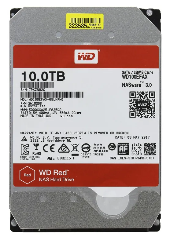 Жесткий диск 10ТБ WD RED WD100EFAX