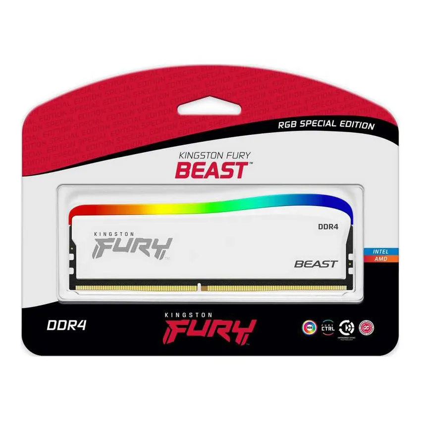 Оперативная память 16Gb Kingston Fury Beast White RGB KF432C16BWA/16