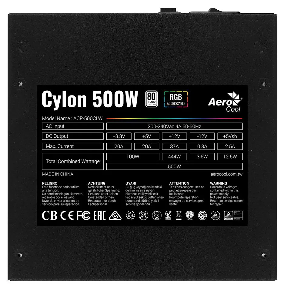 Блок питания Aerocool Cylon 500W