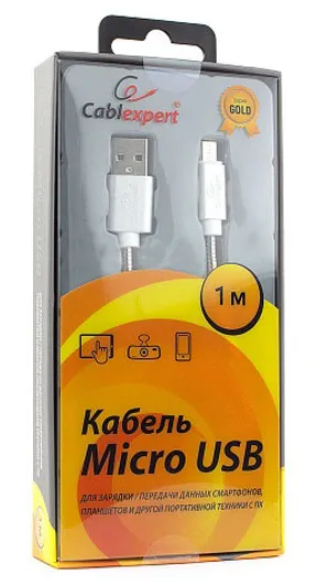 Кабель USB Type A-micro USB Cablexpert CC-G-mUSB02S-1M