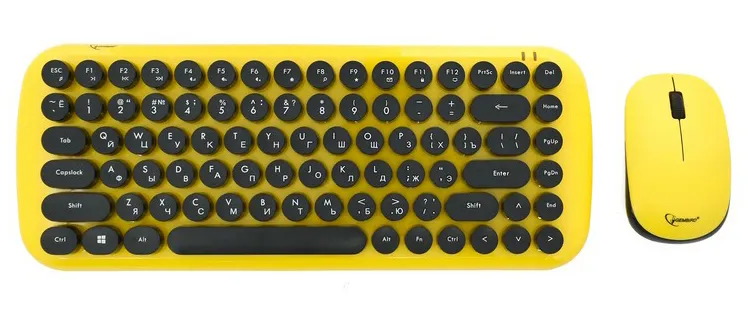 Клавиатура + мышка беспроводные Gembird KBS-9000 yellow