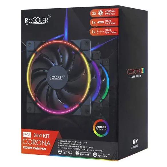 Комплект кулеров для корпуса PCCOOLER Corona 3-in-1 FRGB Kit