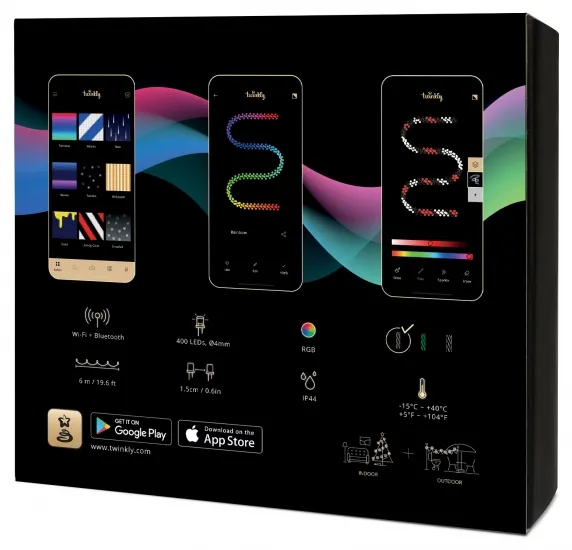 Гирлянда Twinkly Cluster RGB 400, 6 meter long, Gen II, IP44, black wire