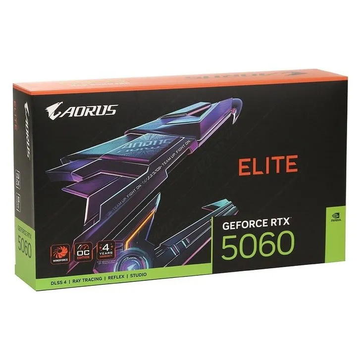 Видеокарта 8Gb Gigabyte RTX5060 AORUS ELITE 8G GV-N5060AORUS E-8GD