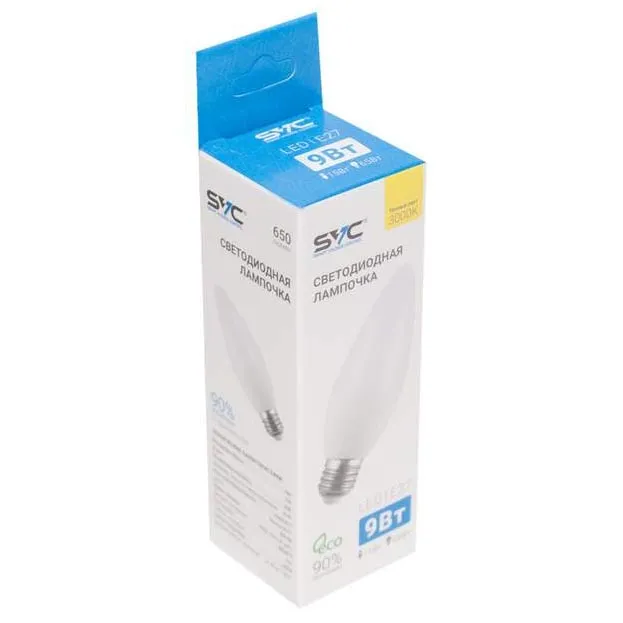 LED Лампа SVC LED C35-9W-E27-3000K