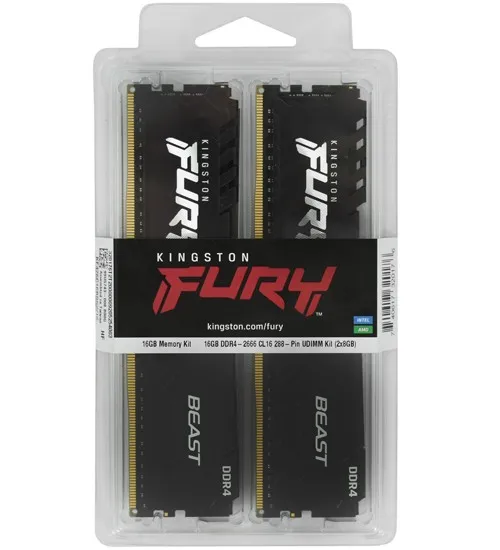 Оперативная память 16 GB kit Kingston Fury Beast KF426C16BBK2/16
