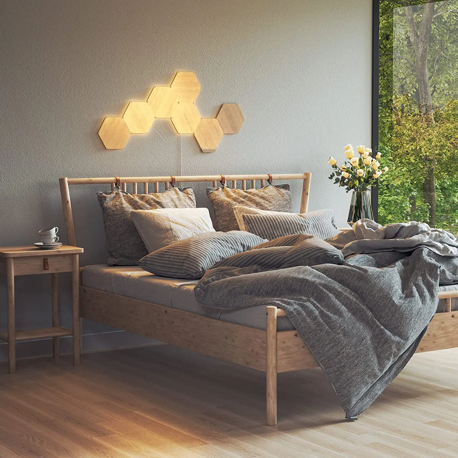 Smart lighting Starter kit Nanoleaf Elements, Hexagons, (NL52-K-7002HB-7PK), Birchwood, 7 Pack