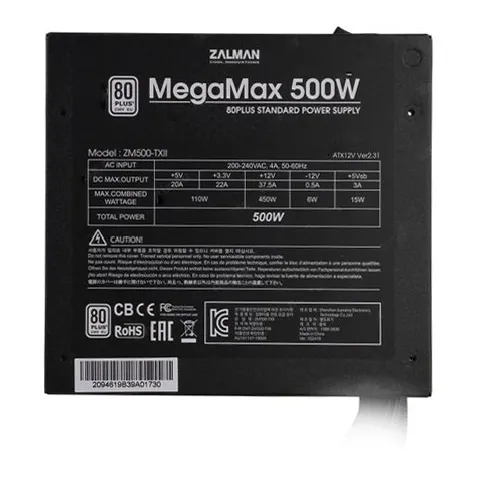 Блок питания Zalman ZM500-TXII (500W) 80Plus White 230V EU,KR