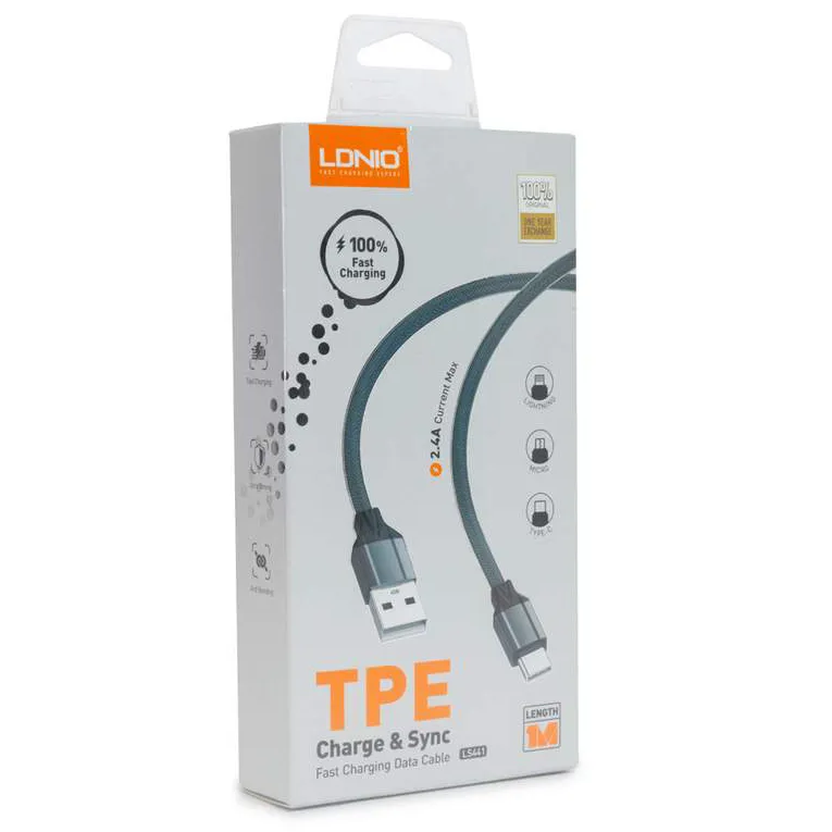 Кабель LDNIO Lightning LS441 TPE 1м Серый