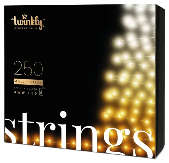 Гирлянда Twinkly Strings 250 AWW, Gen II, IP44, 20m, Black wire