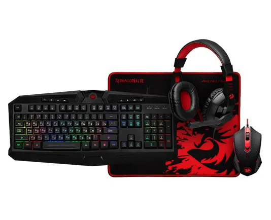 Клавиатура+мышь+коврик для мыши+ наушники Defender Redragon S101-BA