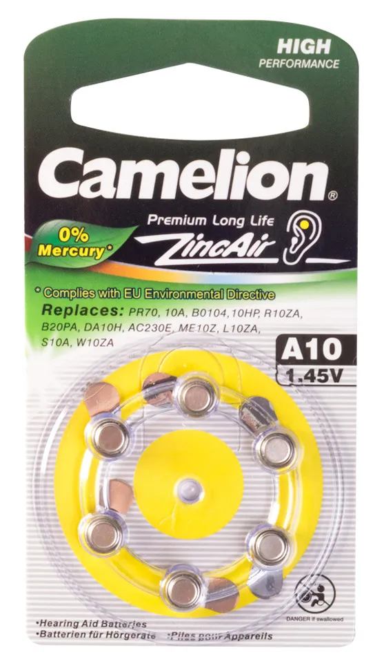Батарейка CAMELION A10-BP6(0%Hg)