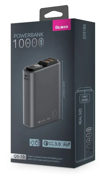 Внешний аккумулятор Olmio QS-10 черный