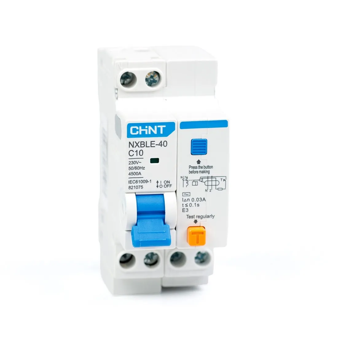 Дифференциальный автомат CHINT NXBLE-40 1P+N 10А C 30mA эектронный тип AC 45kA