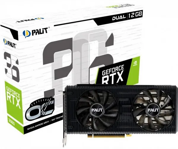 Видеокарта 12Gb Palit RTX3060 DUAL OC 12G NE63060T19K9-190AD