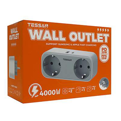 Сетевой фильтр + зарядка Tessan TS-WS02DE00