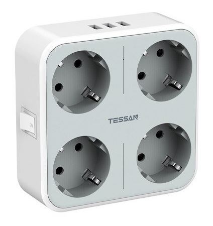 Сетевой фильтр + зарядка Tessan TS-302-DE Grey