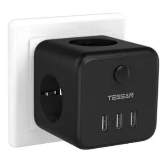Сетевой фильтр + зарядка Tessan TS-301-DE Black