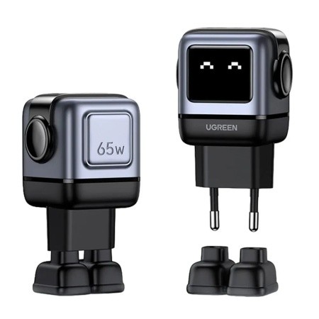 Зарядное устройство Ugreen CD361 25685B Nexode 65W 1*USB-A/2*USB-C Robot GaN Fast Charger