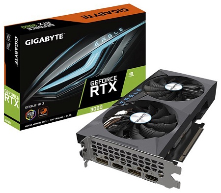 Видеокарта 12Gb Gigabyte RTX 3060 EAGLE 12G GV-N3060EAGLE-12GD