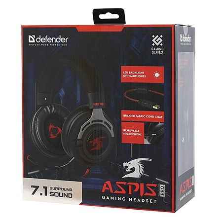 Гарнитура Defender Redragon Aspis Pro black-red