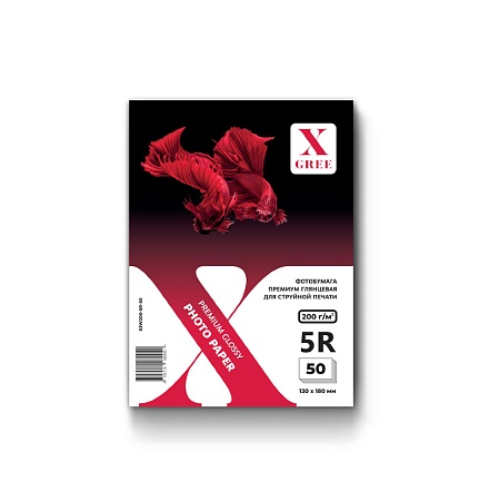 Фотобумага для струйной печати X-GREE Глянцевая Premium 5R*130x180мм/50л/200г NEW (40) 53W200-5R-50