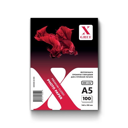 53W230-A5-100 Фотобумага для струйной печати X-GREE Глянцевая Premium A5*148x210мм/100л/230г NEW (20)