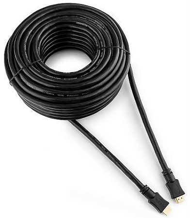 Кабель HDMI Cablexpert CC-HDMI4-20M, 20м, v1.4, 19M/19M, черный, позолоченные разъемы, экран, пакет