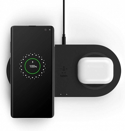 Беспроводное зарядное устройство Belkin Dual Pad Wireless Charging Qi, 2x 10W, black,