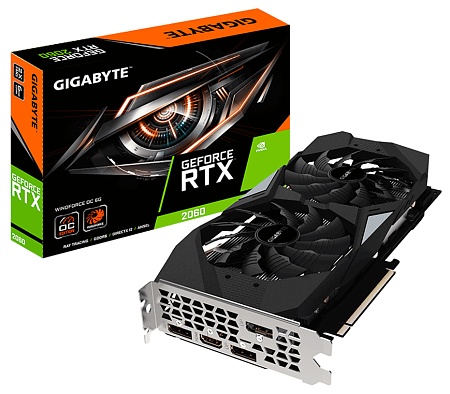 Видеокарта 6Gb Gigabyte RTX 2060 GV-N2060WF2OC-6GD