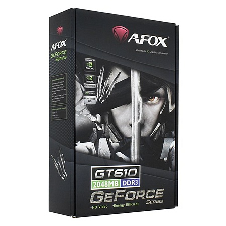 SVGA PCI Express, 2 GB, Afox GT 610 [AF610-2048D3L7-V8], DVI/HDMI/VGA, DDR3/64bit, +LP