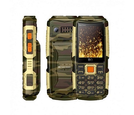 Мобильный телефон BQ-2430 Tank Power Камуфляж+Золото