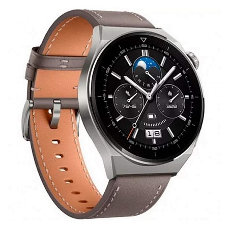 Смарт часы Huawei Watch GT 3 Pro ODN-B19 46mm Gray Leather Strap