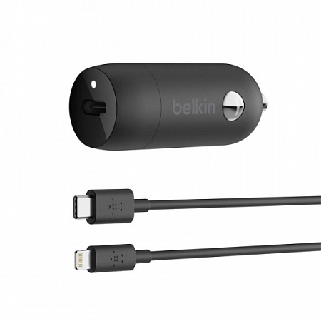 Автомобильное ЗУ Belkin Car Charger (18W) Power Delivery Port USB-C - Lightning 1.2м, black