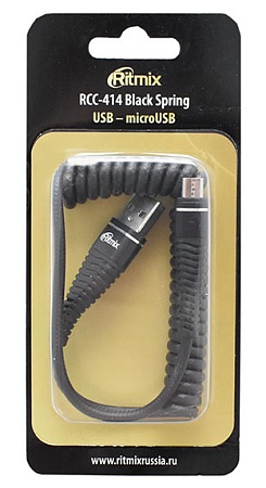 Кабель USB Type A-micro USB Ritmix RCC-414 Black Spring