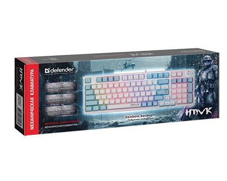 Клавиатура Defender Hawk GK-418 RU white/blue Клавиатура Defender Hawk GK-418 RU white/blue