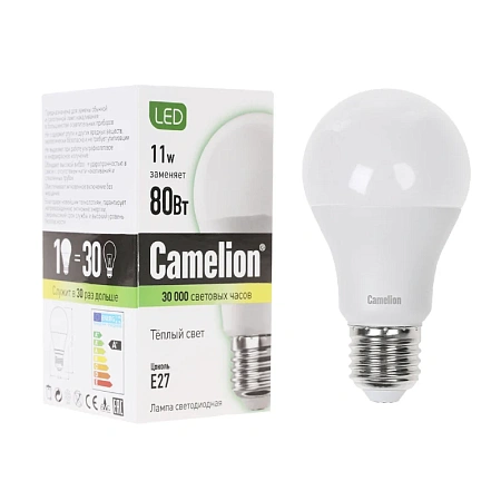 Эл. лампа светодиодная Camelion LED11-A60/830/E27, Тёплый