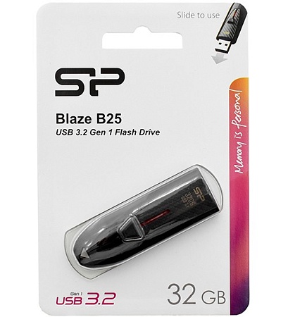 USB флешка 32GB Silicon Power Blaze B25 SP032GBUF3B25V1K USB 3.2 black